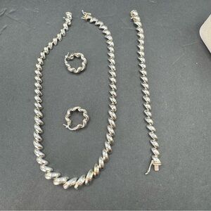 Vintage Milor 925 Sterling Silver 10mm Brite Cut San Marco Link set